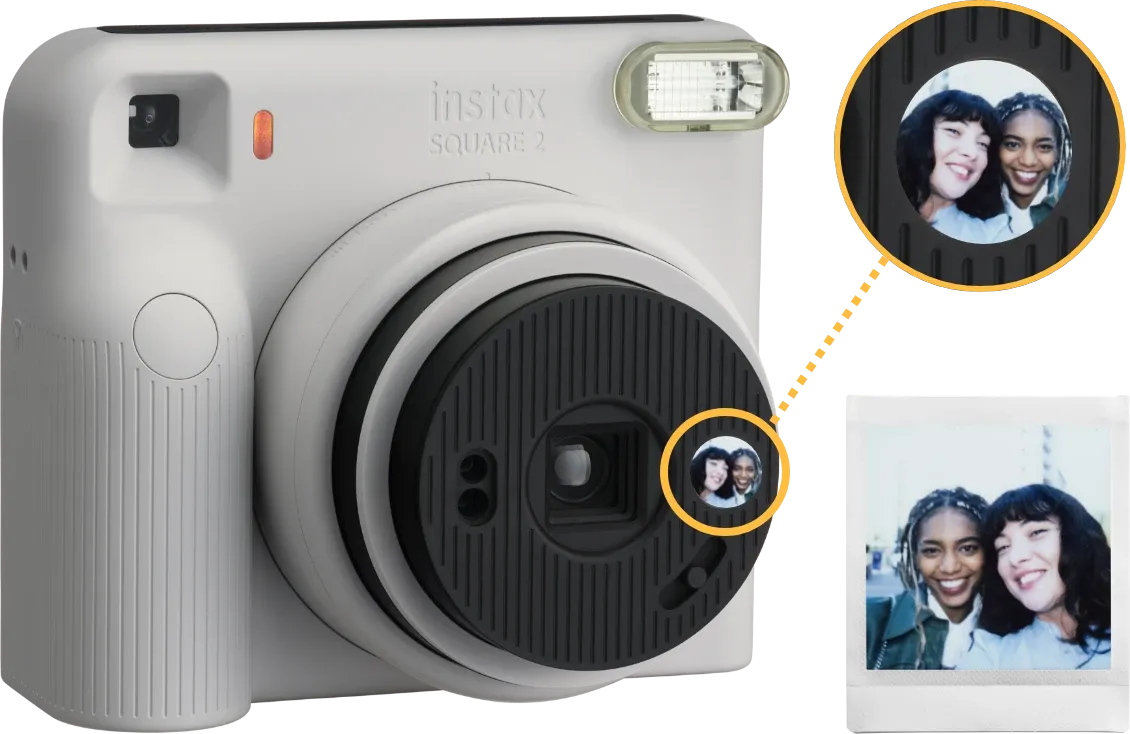 Официальная иллюстрация зеркальца для селфи на instax SQUARE 2