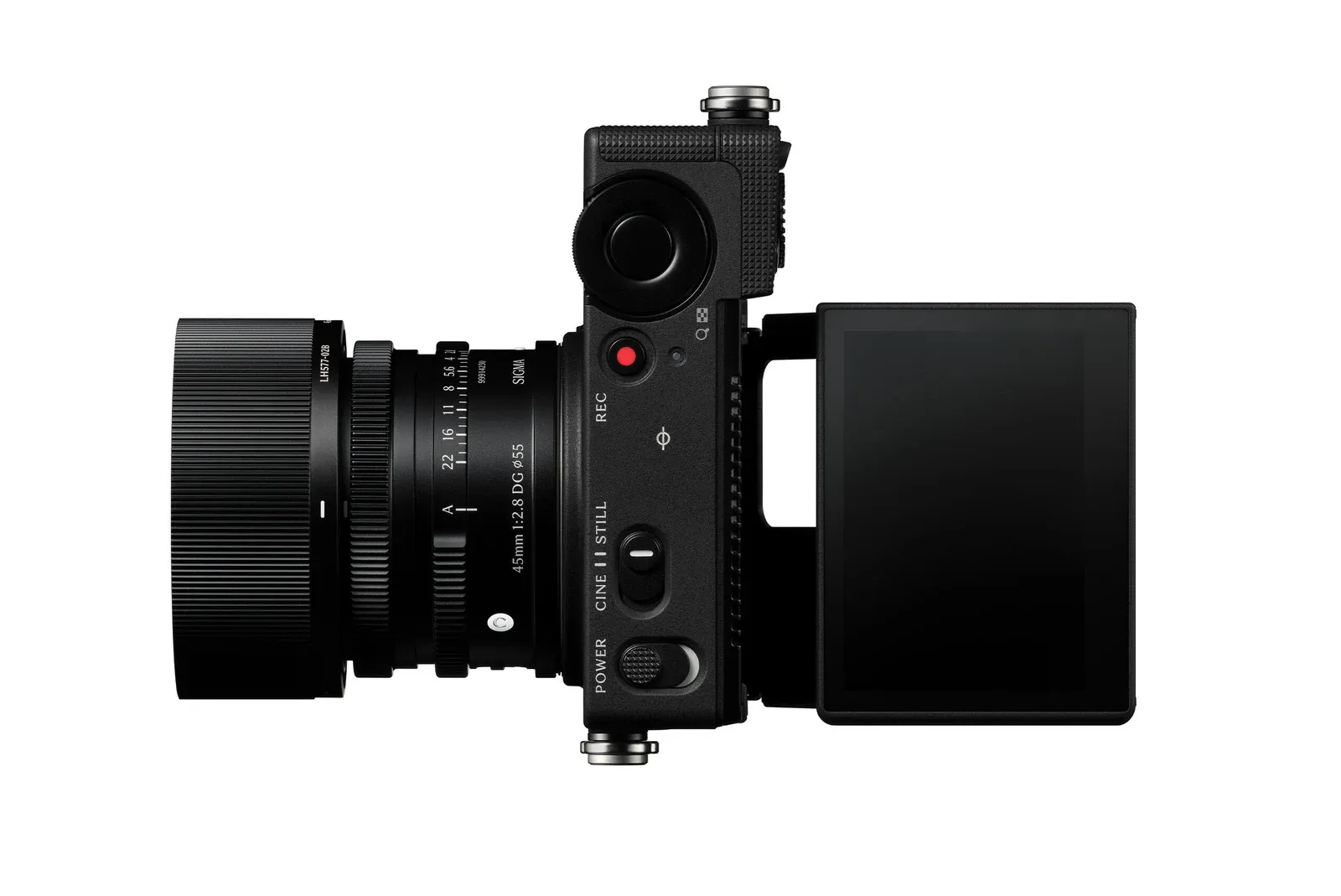 Sigma FP2 с объективом и откинутым экраном, вид сверху